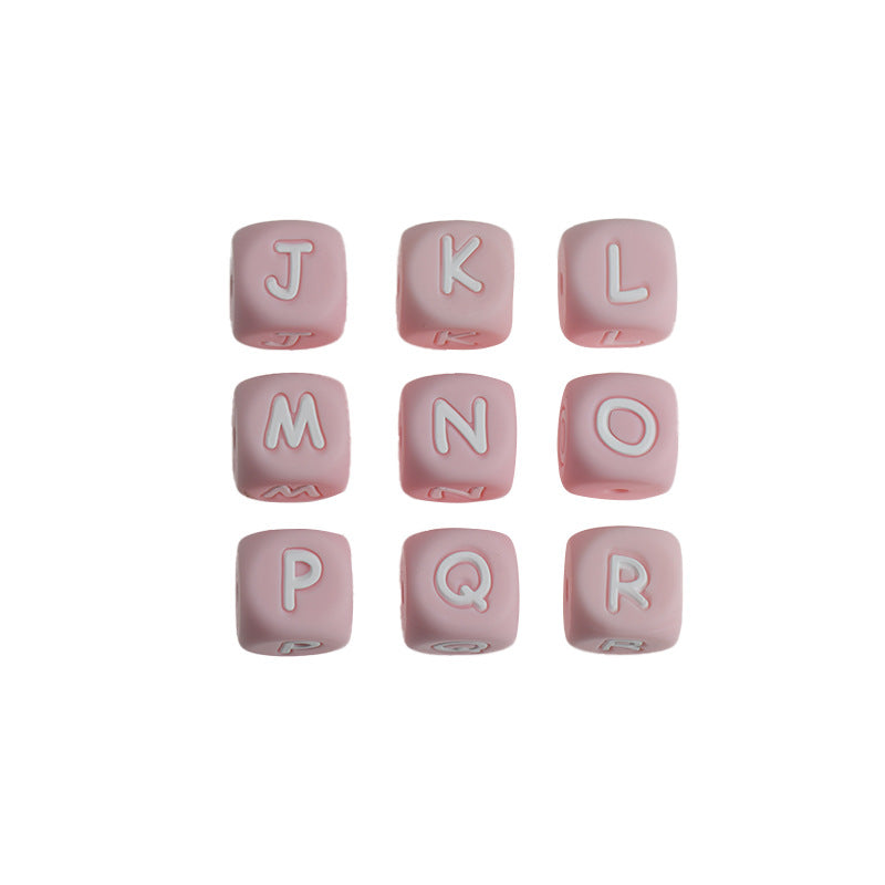 Wholesale 10pcs Silicone Food Grade Teething Diy Bracelet Multi-sided Pacifier Teething English Letter Beads